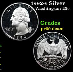 Proof 1992-s Silver Washington Quarter 25c Grades GEM++ Proof Deep Cameo