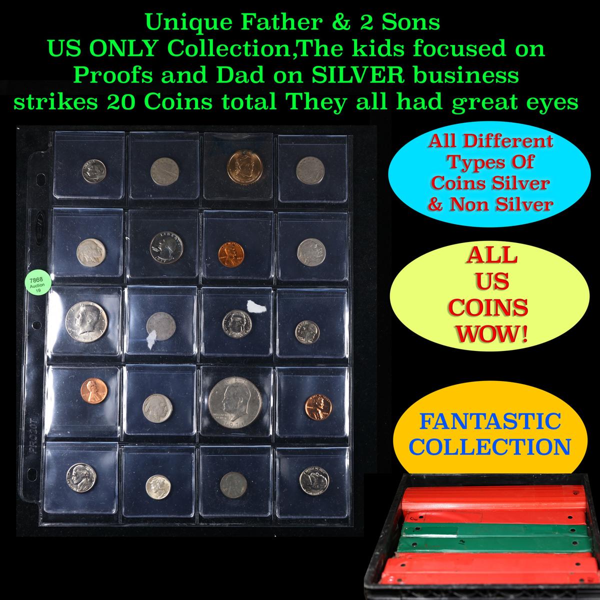 Unique Father & 2 Sons US ONLY Collection,The kids focused on Proofs and Dad on SILVER business stri