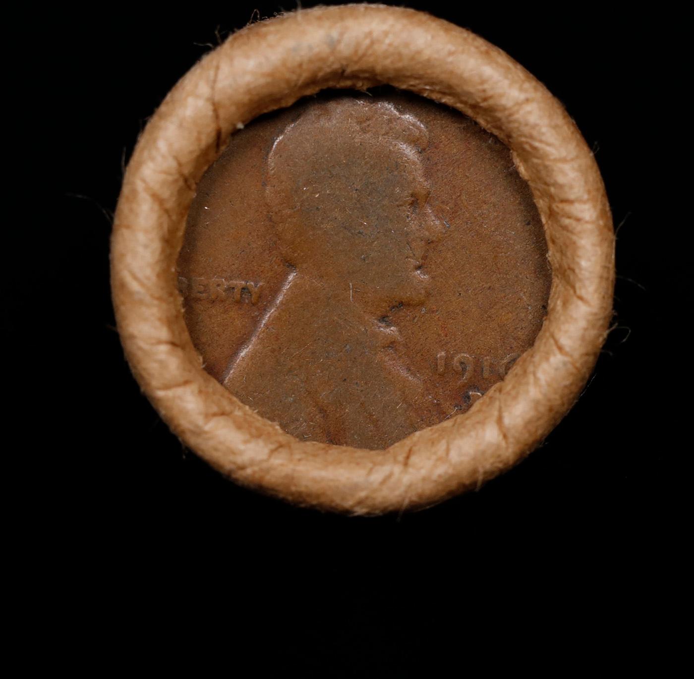 Small Cent Mixed Roll Orig Brandt McDonalds Wrapper, 1916-d Lincoln Wheat end, 1901 Indian other end