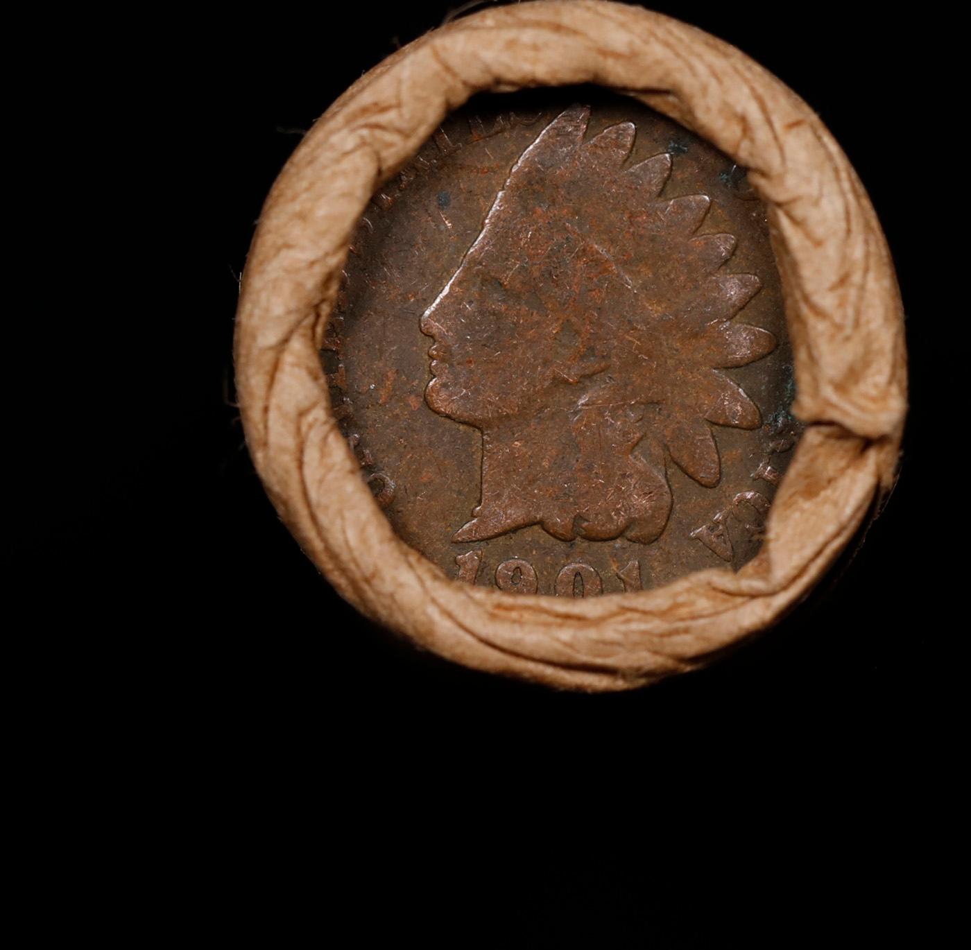 Small Cent Mixed Roll Orig Brandt McDonalds Wrapper, 1916-d Lincoln Wheat end, 1901 Indian other end