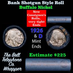 Buffalo Nickel Shotgun Roll in Old Bank Style 'Bell Telephone' Wrapper 1926 & d Mint Ends