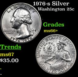 1976-s Silver Washington Quarter 25c Grades GEM++ Unc