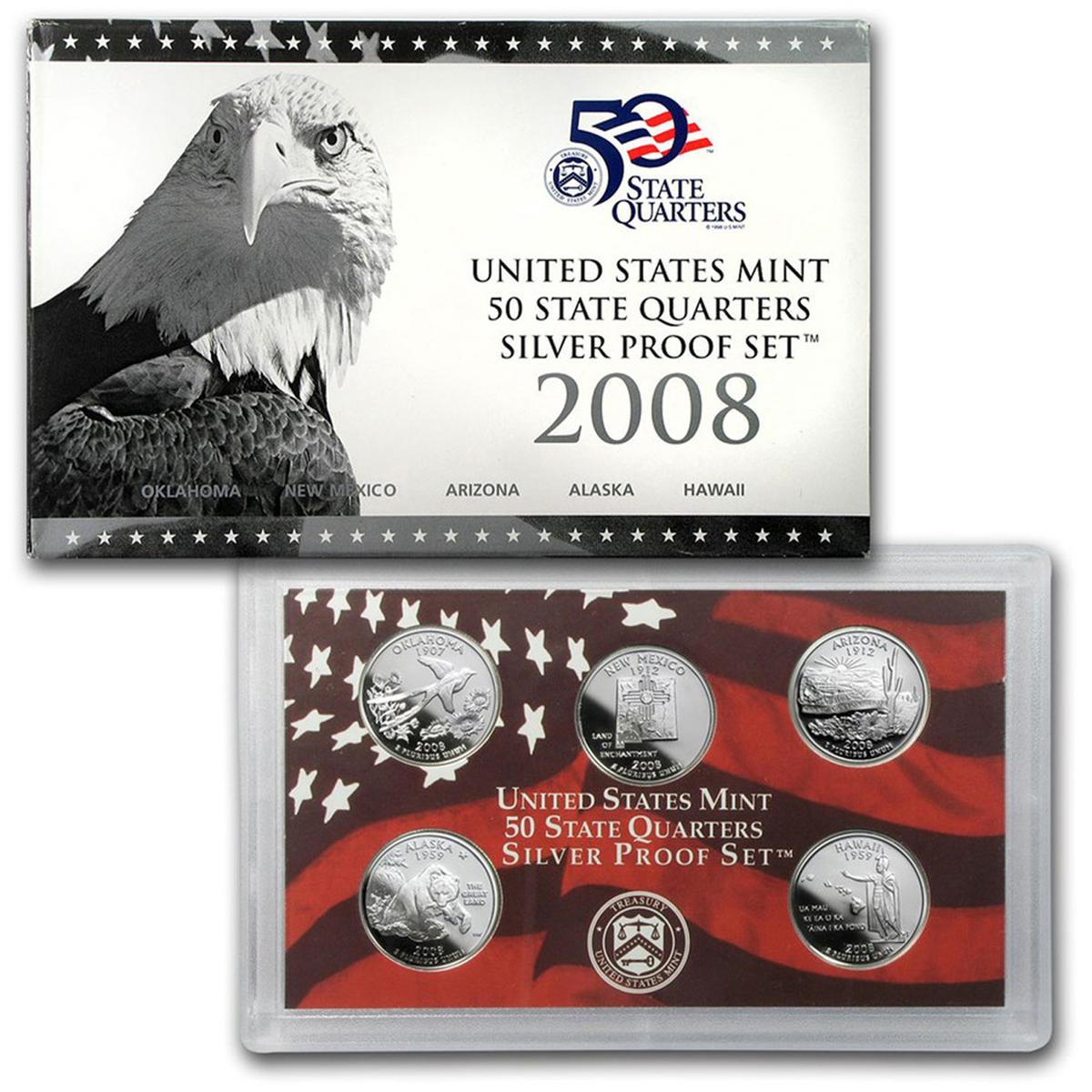 2008 United States Quarters Silver Proof Set - 5 pc set