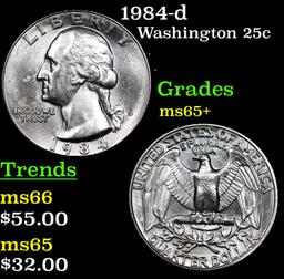 1984-d Washington Quarter 25c Grades GEM+ Unc