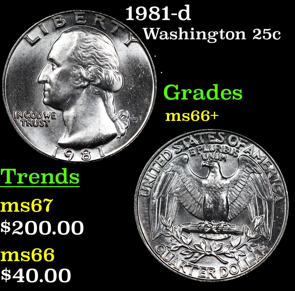 1981-d Washington Quarter 25c Grades GEM++ Unc