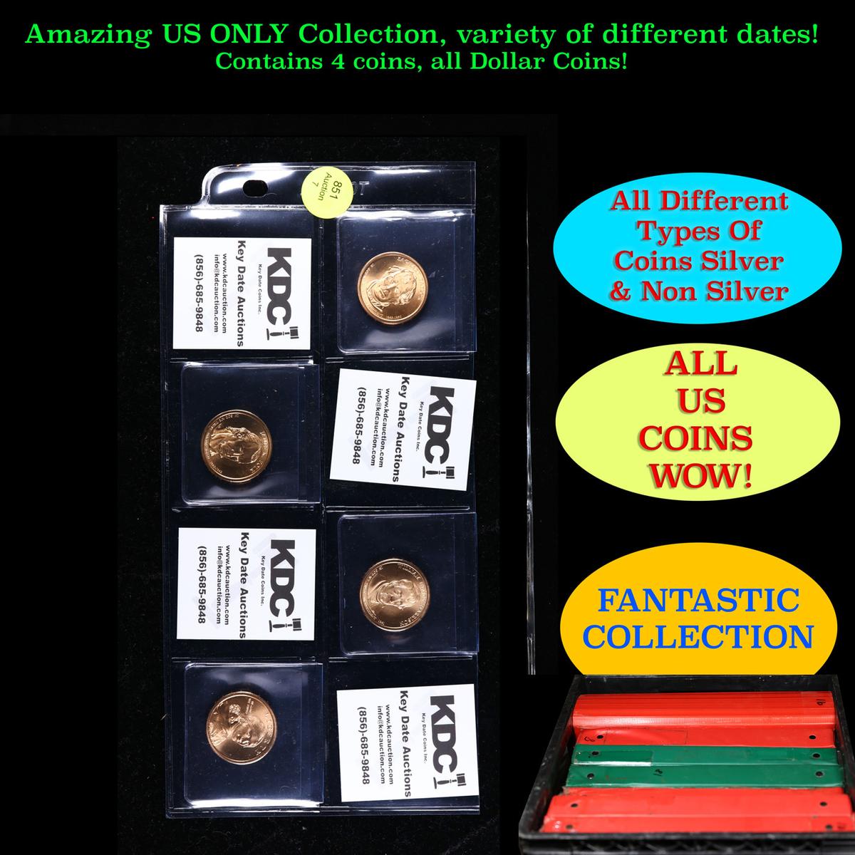 Great Page of 4 US Presidential Dollar Coins