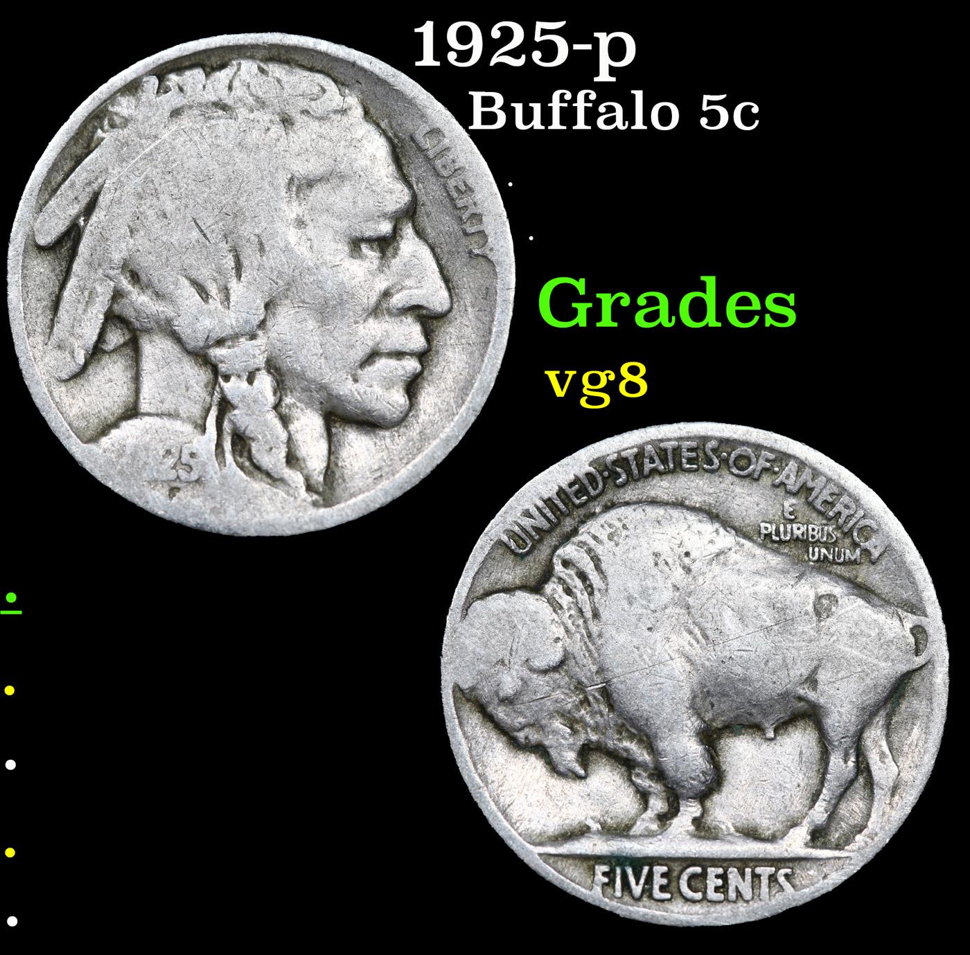 1925-p Buffalo Nickel 5c Grades vg, very good