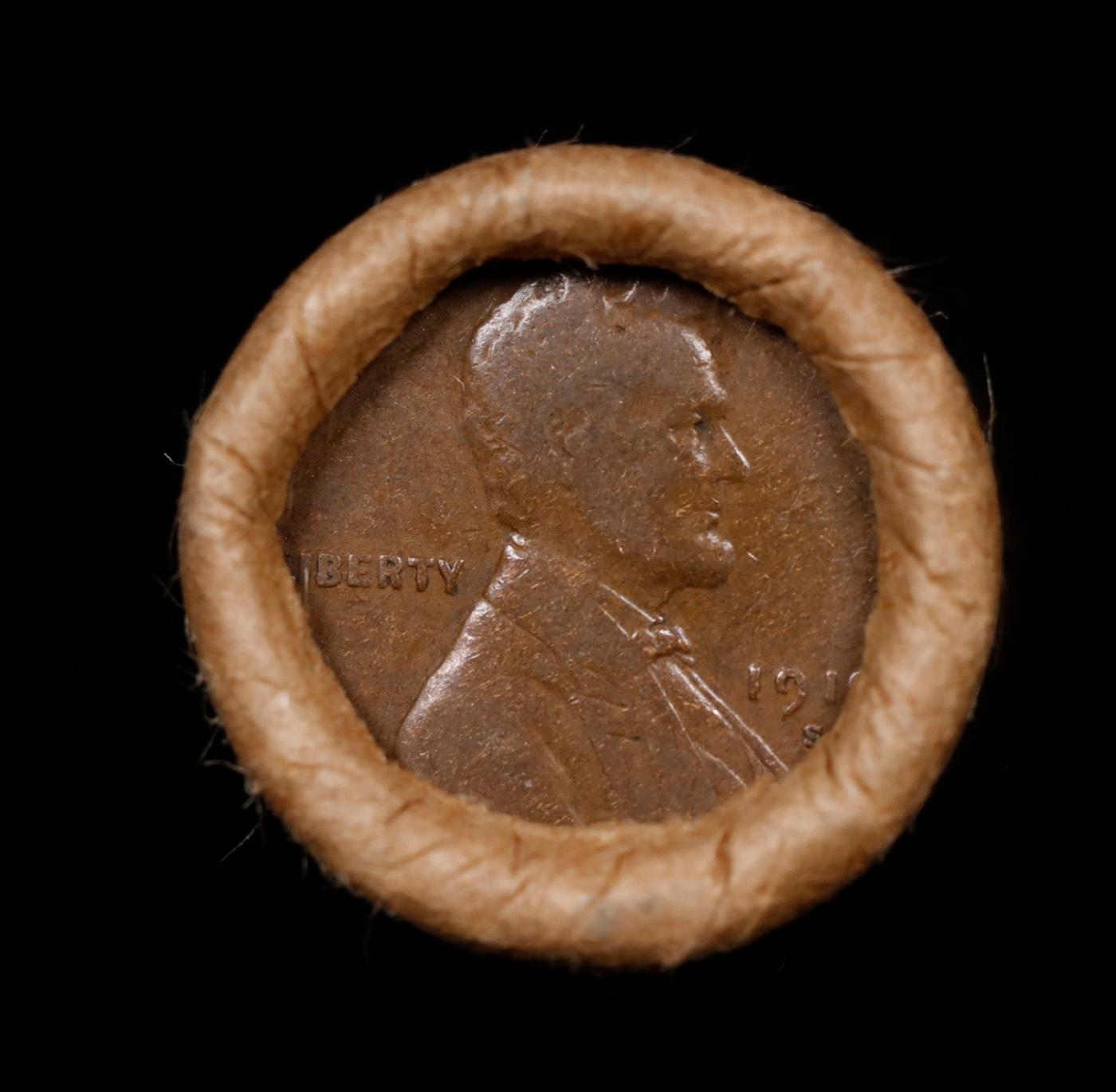 Small Cent Mixed Roll Orig Brandt McDonalds Wrapper, 1919-s Lincoln Wheat end, 1901 Indian other end