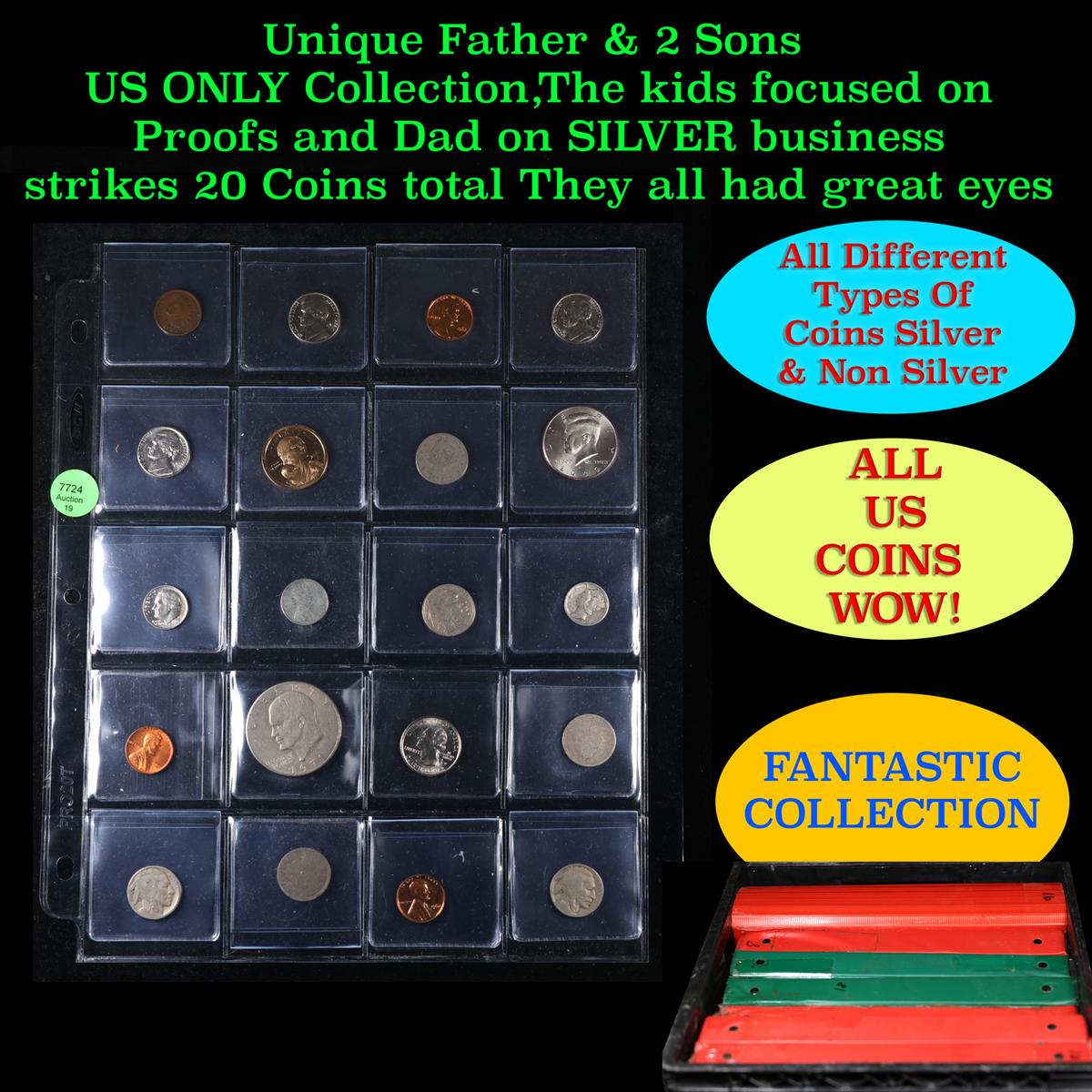 Unique Father & 2 Sons US ONLY Collection,The kids focused on Proofs and Dad on SILVER business stri