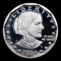 Proof 1981-s Ty1 Susan B. Anthony Dollar $1 Grades GEM++ Proof Deep Cameo