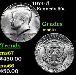 1974-d Kennedy Half Dollar 50c Grades GEM++ Unc