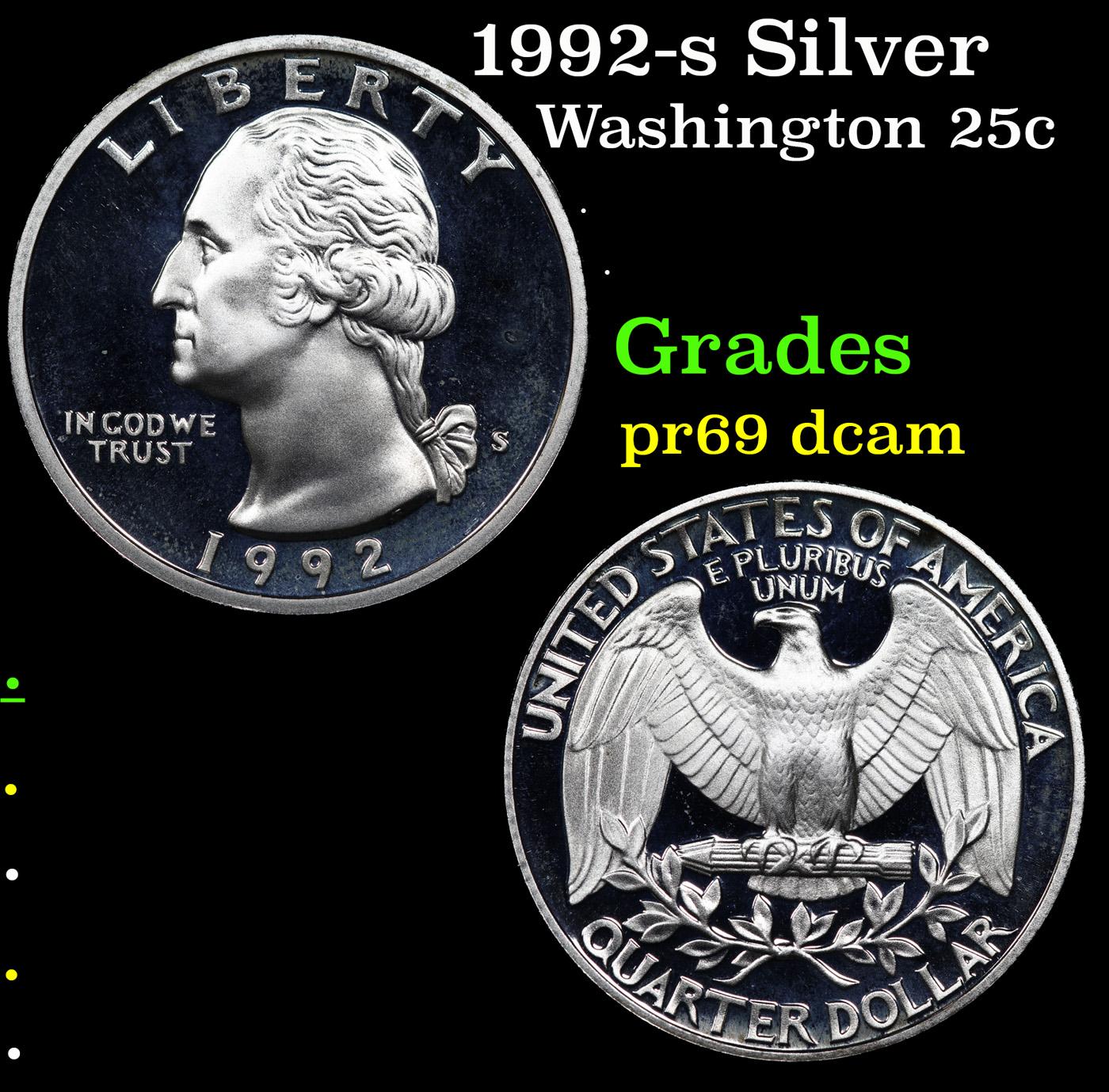 Proof 1992-s Silver Washington Quarter 25c Grades GEM++ Proof Deep Cameo