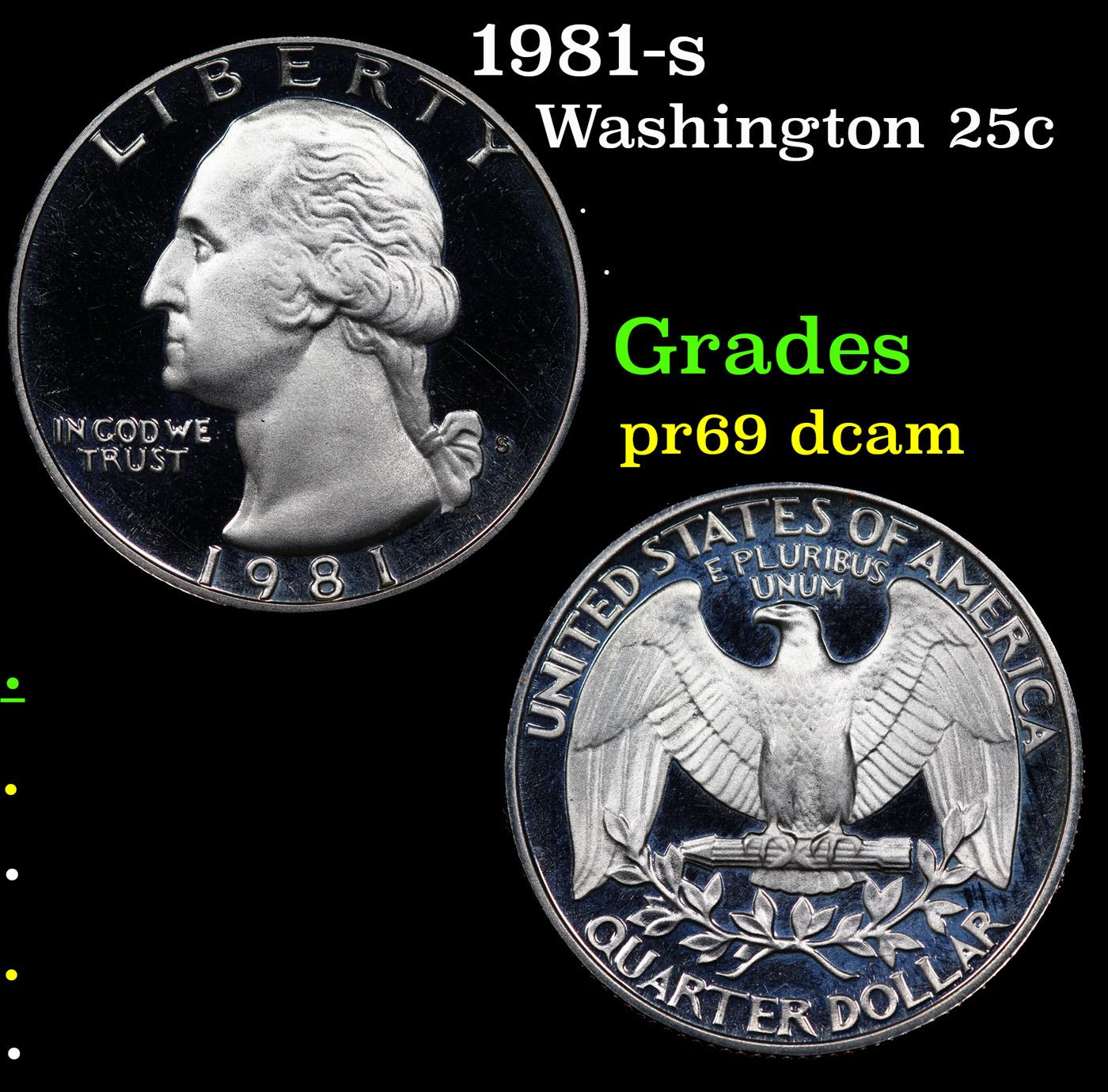 Proof 1981-s Washington Quarter 25c Grades GEM++ Proof Deep Cameo