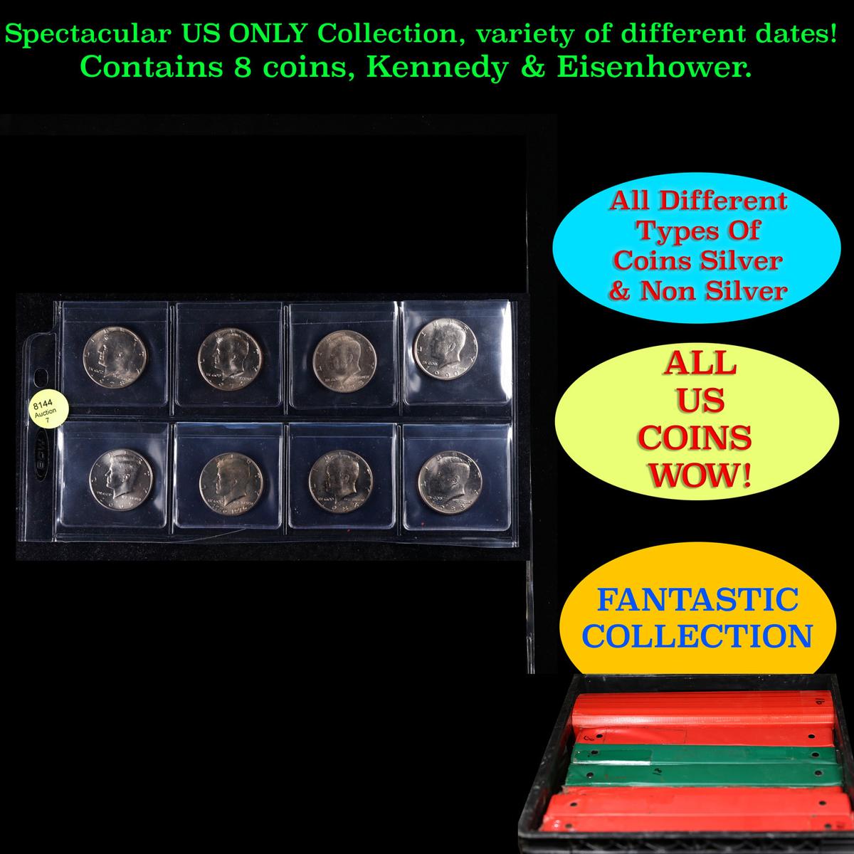 GReat Page of 8 Kennedy Half Dollars