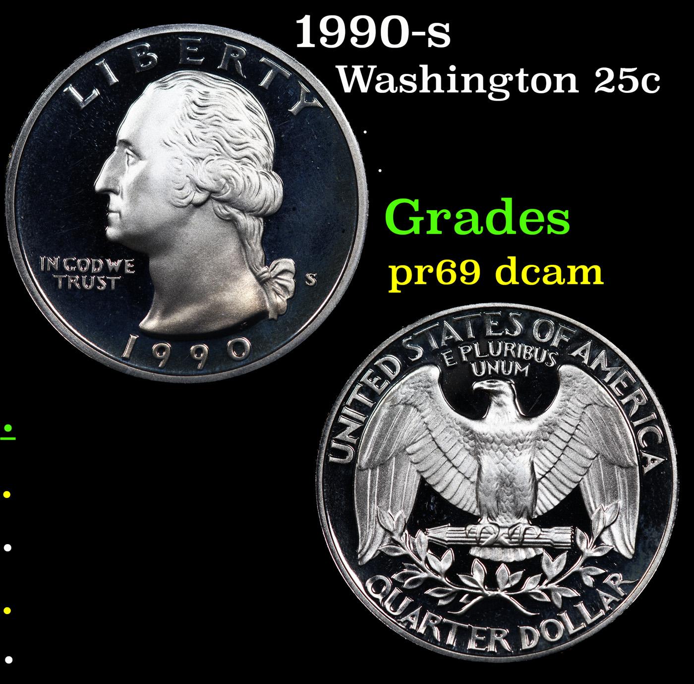 Proof 1990-s Washington Quarter 25c Grades GEM++ Proof Deep Cameo