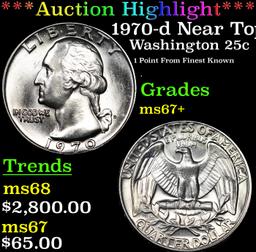 ***Auction Highlight*** 1970-d Washington Quarter Near Top Pop! 25c Graded ms67+ By SEGS (fc)