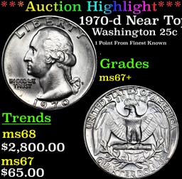 ***Auction Highlight*** 1970-d Washington Quarter Near Top Pop! 25c Graded ms67+ By SEGS (fc)