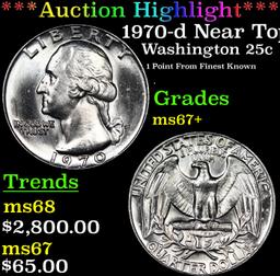 ***Auction Highlight*** 1970-d Washington Quarter Near Top Pop! 25c Graded ms67+ By SEGS (fc)