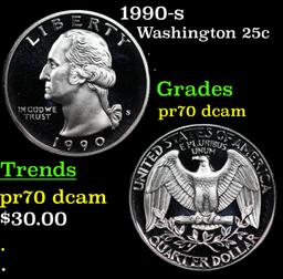 Proof 1990-s Washington Quarter 25c Grades GEM++ Proof Deep Cameo