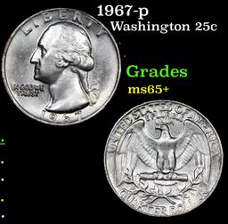 1967-p Washington Quarter 25c Grades GEM+ Unc