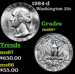 1984-d Washington Quarter 25c Grades GEM++ Unc