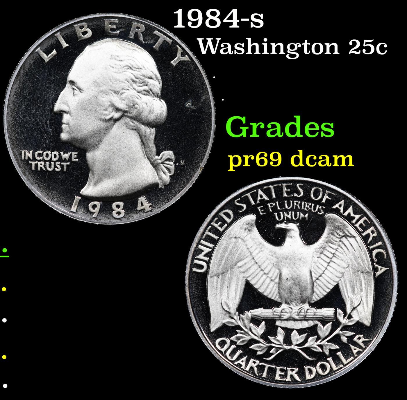 Proof 1984-s Washington Quarter 25c Grades GEM++ Proof Deep Cameo