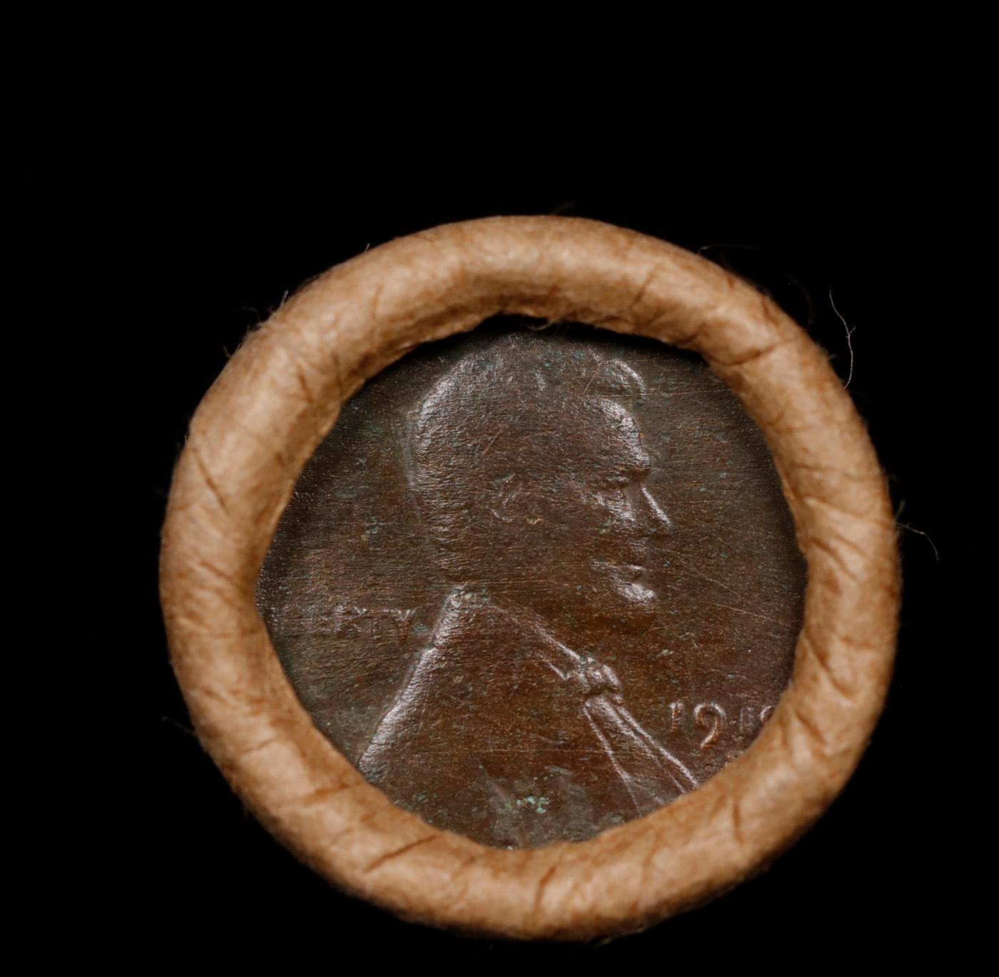 Small Cent Mixed Roll Orig Brandt McDonalds Wrapper, 1919-s Lincoln Wheat end, 1901 Indian other end