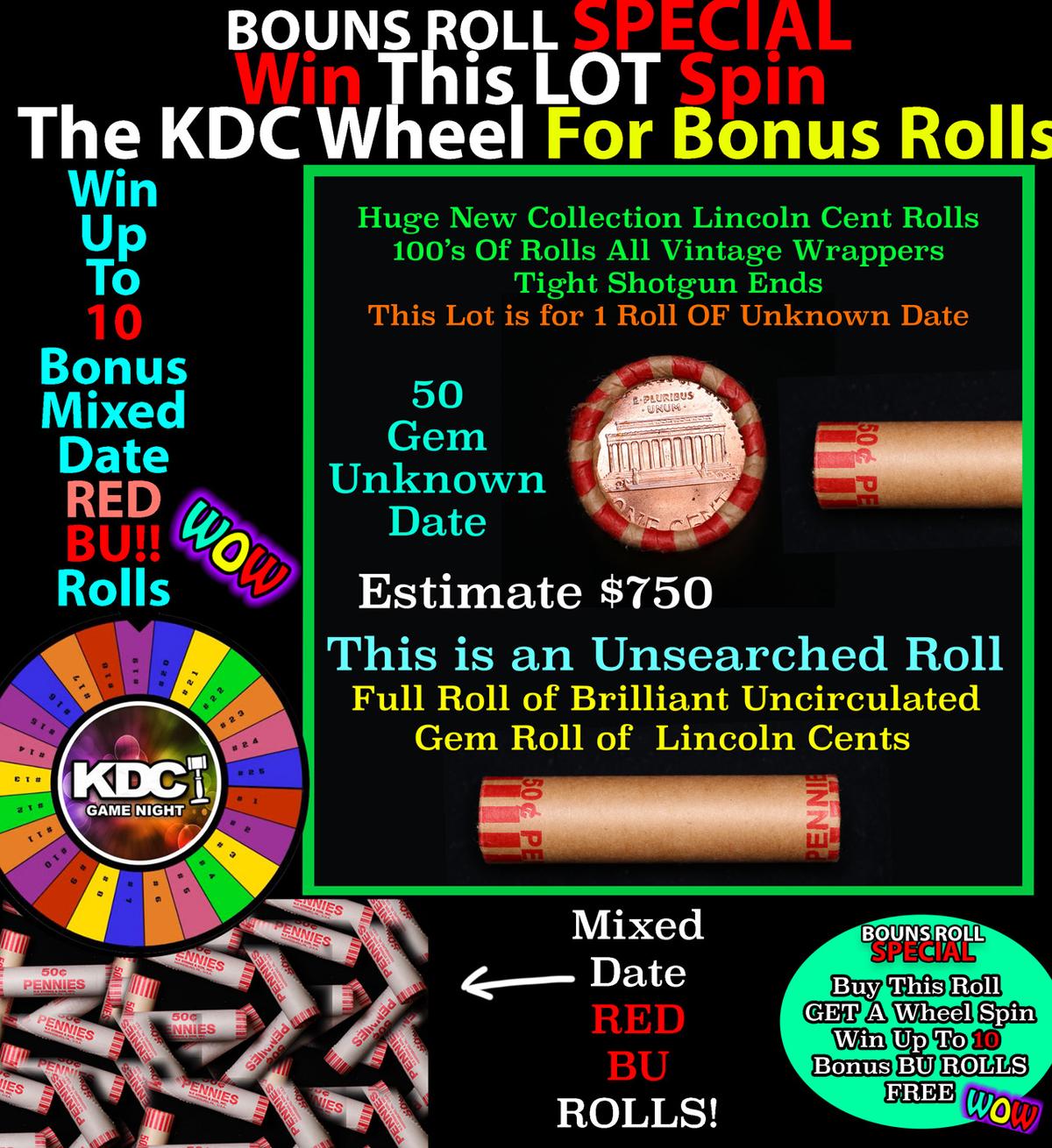 *BOGO* Buy This Great BU Red Unknown Date Shotgun Lincoln 1c Roll & Get 1 BU RED ROLL FREE. WOW!!! *