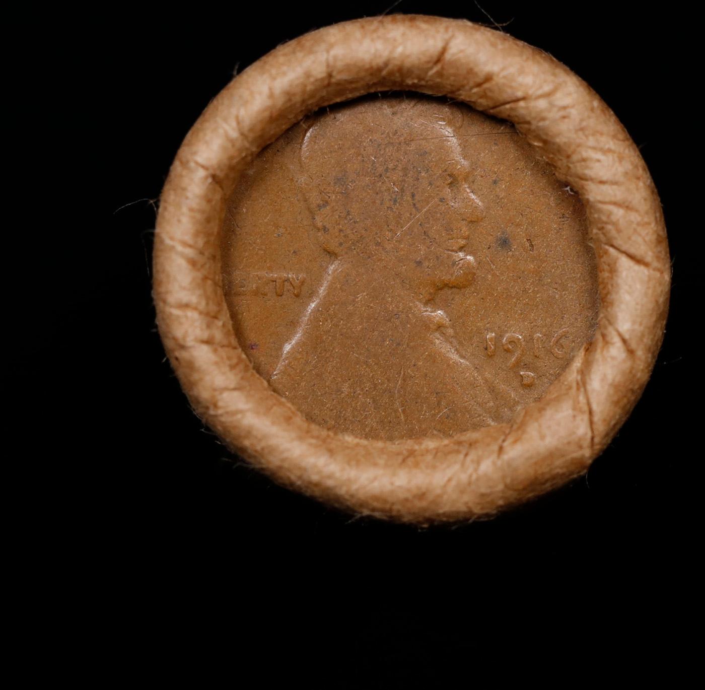 Small Cent Mixed Roll Orig Brandt McDonalds Wrapper, 1916-d Lincoln Wheat end, 1901 Indian other end