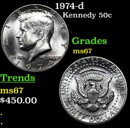 1974-d Kennedy Half Dollar 50c Grades GEM++ Unc