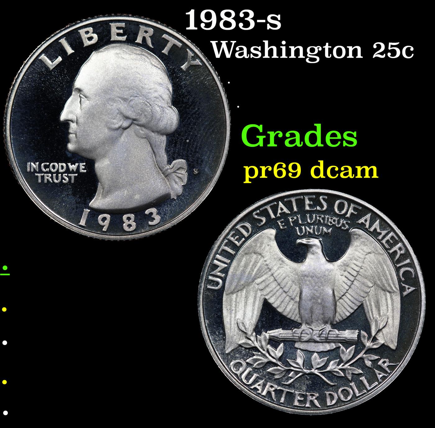 Proof 1983-s Washington Quarter 25c Grades GEM++ Proof Deep Cameo