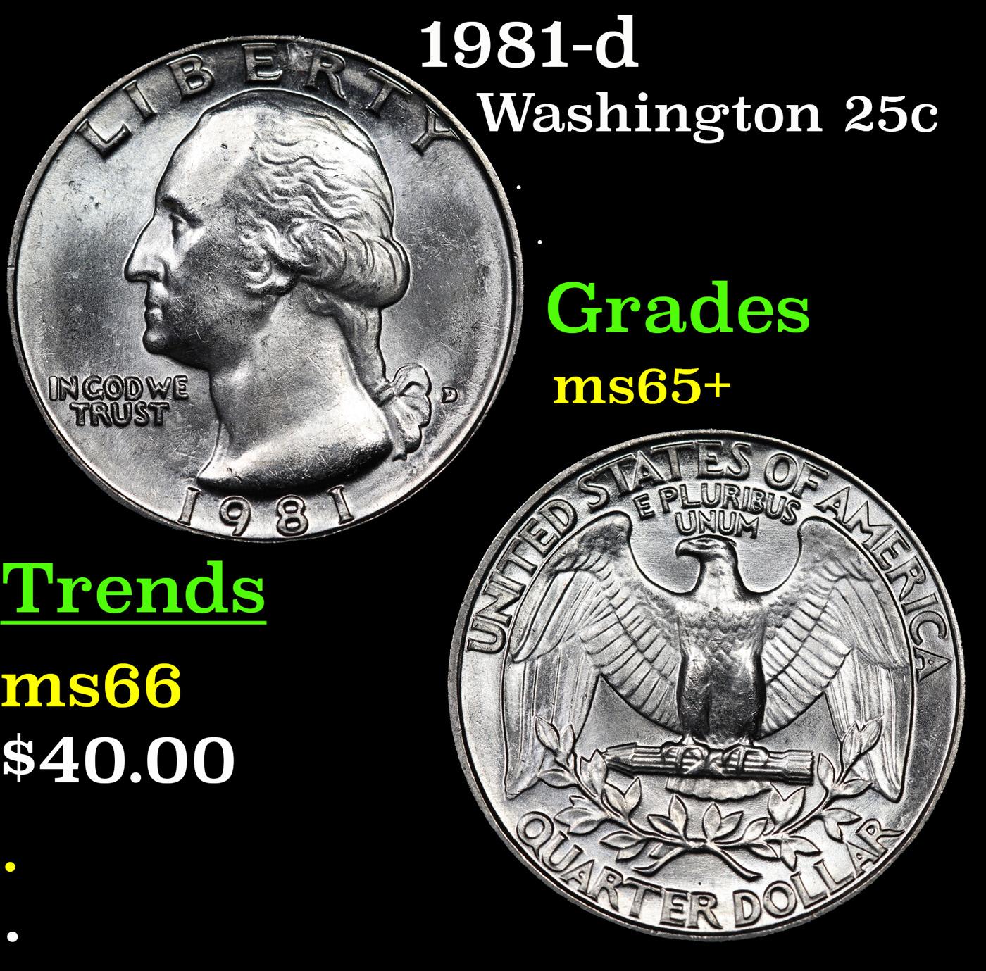 1981-d Washington Quarter 25c Grades GEM+ Unc