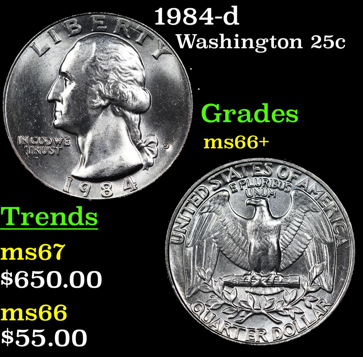 1984-d Washington Quarter 25c Grades GEM++ Unc