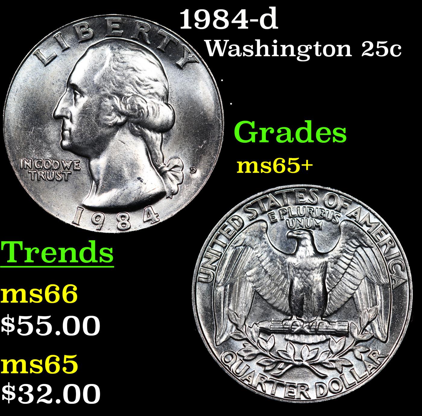 1984-d Washington Quarter 25c Grades GEM+ Unc