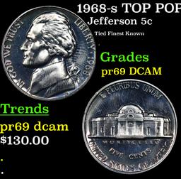 Proof 1968-s Jefferson Nickel TOP POP! 5c Graded pr69 DCAM By SEGS