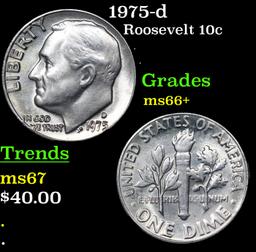 1975-d Roosevelt Dime 10c Grades GEM++ Unc