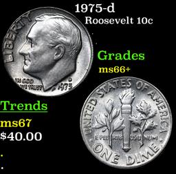 1975-d Roosevelt Dime 10c Grades GEM++ Unc