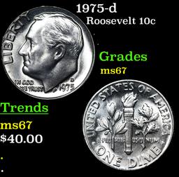 1975-d Roosevelt Dime 10c Grades GEM++ Unc