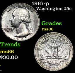 1967-p Washington Quarter 25c Grades GEM+ Unc