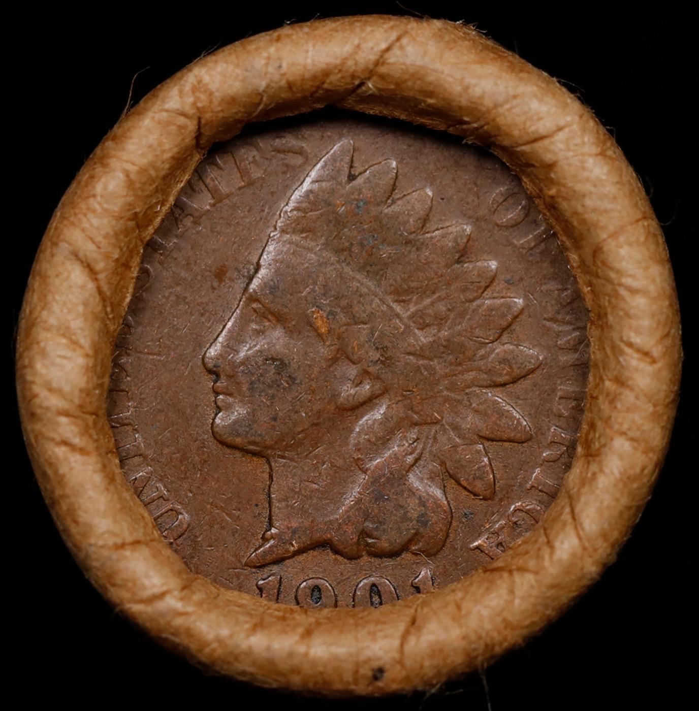 Lincoln Wheat Cent 1c Mixed Roll Orig Brandt McDonalds Wrapper, 1917-d end, 1901 Indian other end