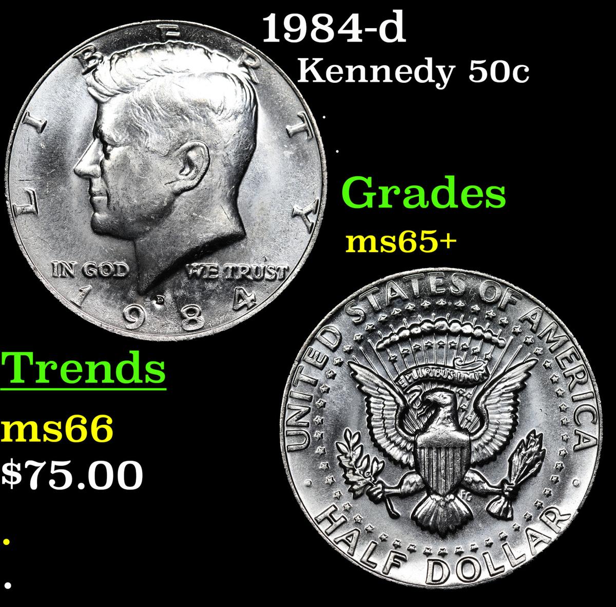 1984-d Kennedy Half Dollar 50c Grades GEM+ Unc