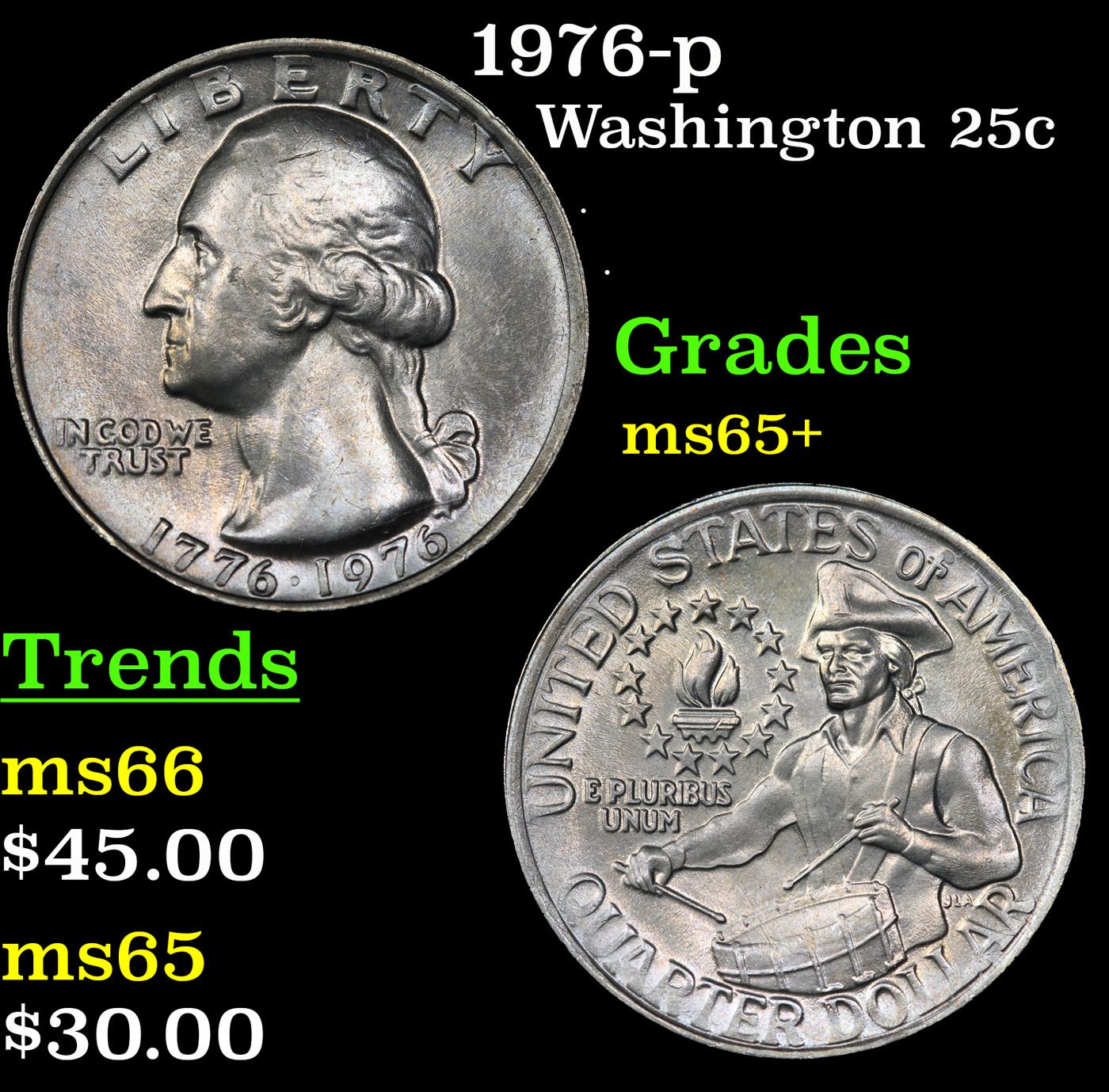 1976-p Washington Quarter 25c Grades GEM+ Unc