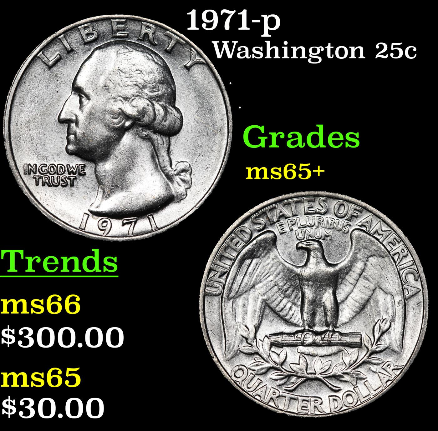 1971-p Washington Quarter 25c Grades GEM+ Unc