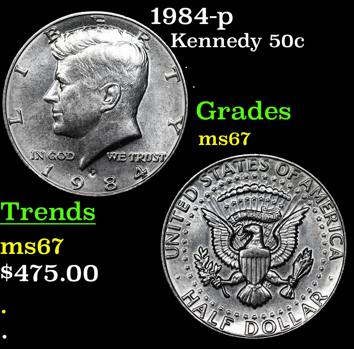 1984-p Kennedy Half Dollar 50c Grades GEM++ Unc