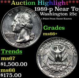 ***Auction Highlight*** 1989-p Washington Quarter Near Top Pop! 25c Graded ms66+ By SEGS (fc)