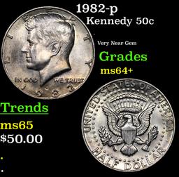 1982-p Kennedy Half Dollar 50c Grades Choice+ Unc