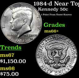 1984-d Kennedy Half Dollar Near Top Pop! 50c Graded ms66+ By SEGS