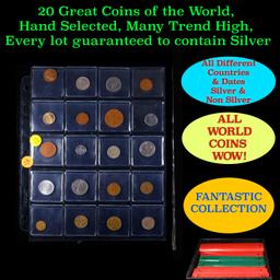 20 Great Coins of the World, hand selected, many trend high, every lot guaranteed to contain Silver.