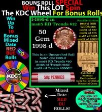 CRAZY Penny Wheel Buy THIS 1998-d solid Red BU Lincoln 1c roll & get 1-10 BU Red rolls FREE WOW