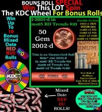 CRAZY Penny Wheel Buy THIS 2002-d solid Red BU Lincoln 1c roll & get 1-10 BU Red rolls FREE WOW